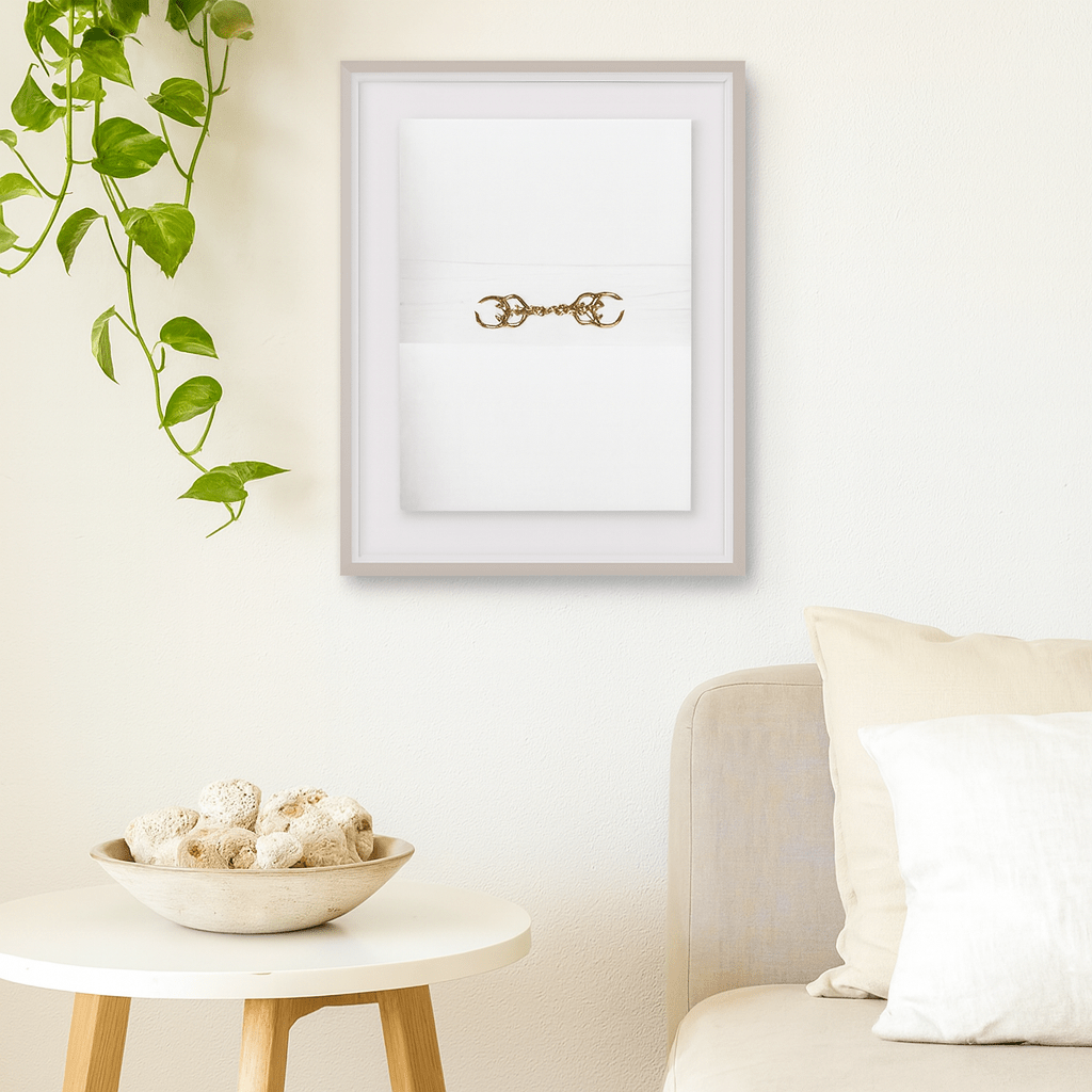 BHD HOME Artwork White Metal Horse Bit White Artwork 67cm x 85cm