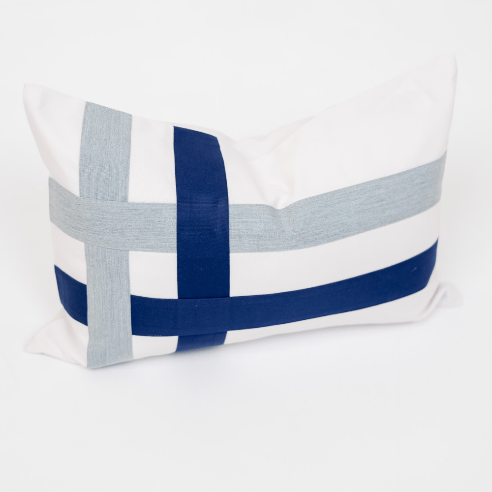 BHD HOME BHD Bespoke Knife Edge The Outdoor Burleigh Navy Lumber Cushion 40 x 60cm