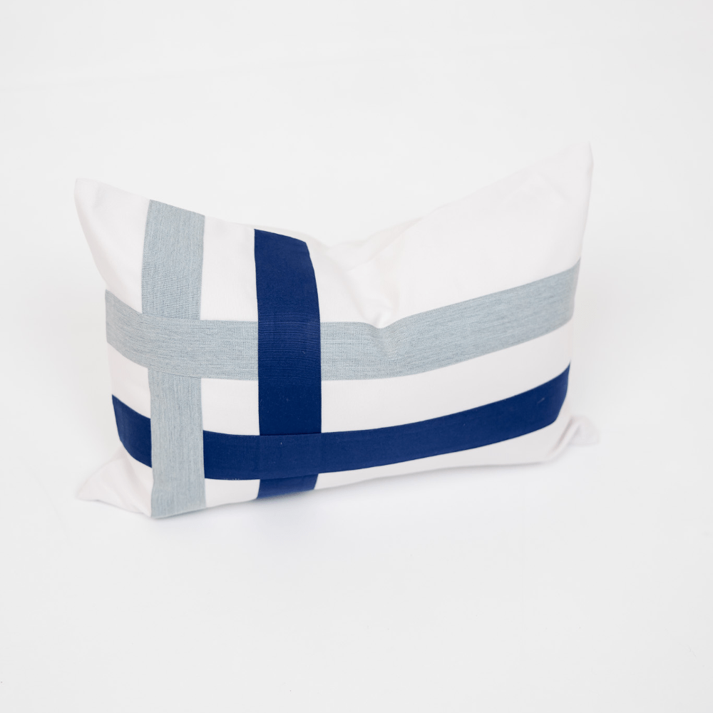 BHD HOME BHD Bespoke Knife Edge The Outdoor Burleigh Navy Lumber Cushion 40 x 60cm