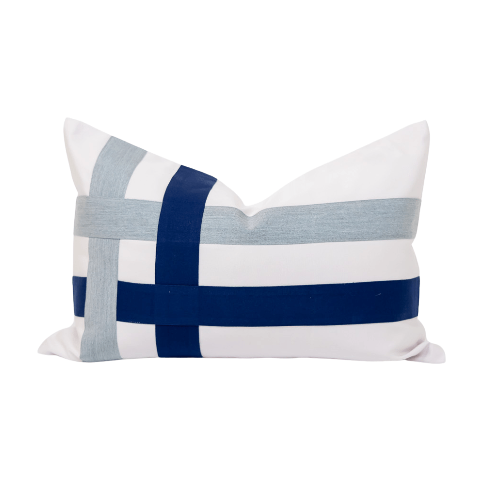 BHD HOME BHD Bespoke Knife Edge The Outdoor Burleigh Navy Lumber Cushion 40 x 60cm