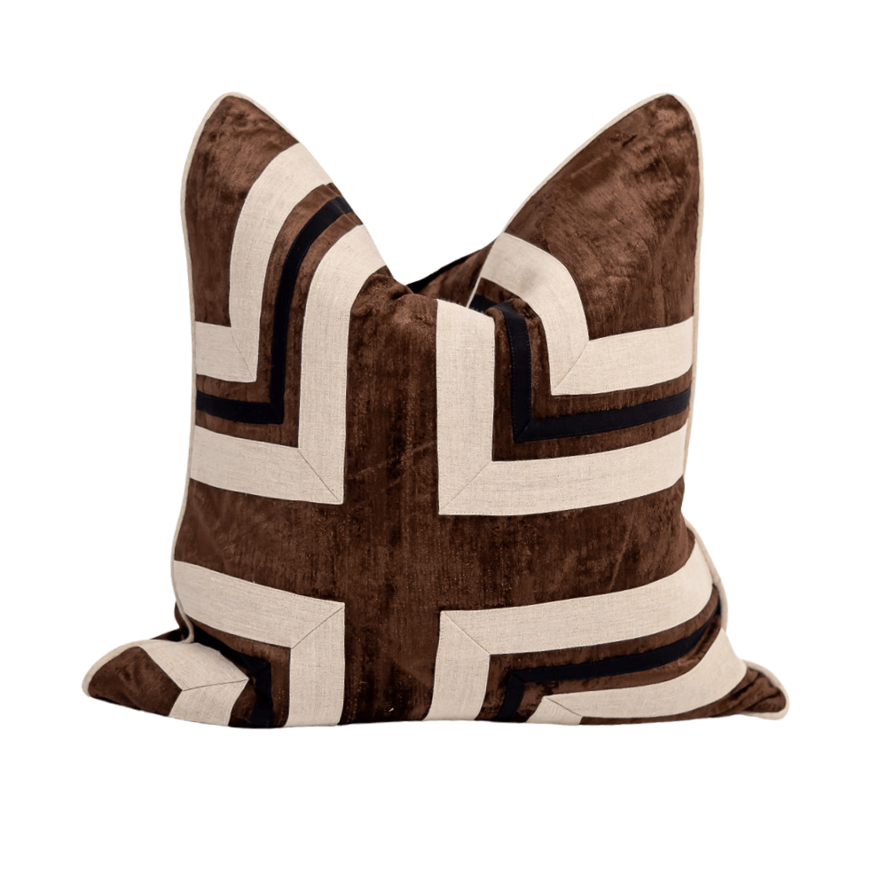 BHD HOME BHD Bespoke Linen Modern Regents Cross Chocolate Lounge Cushion 55 x 55cm