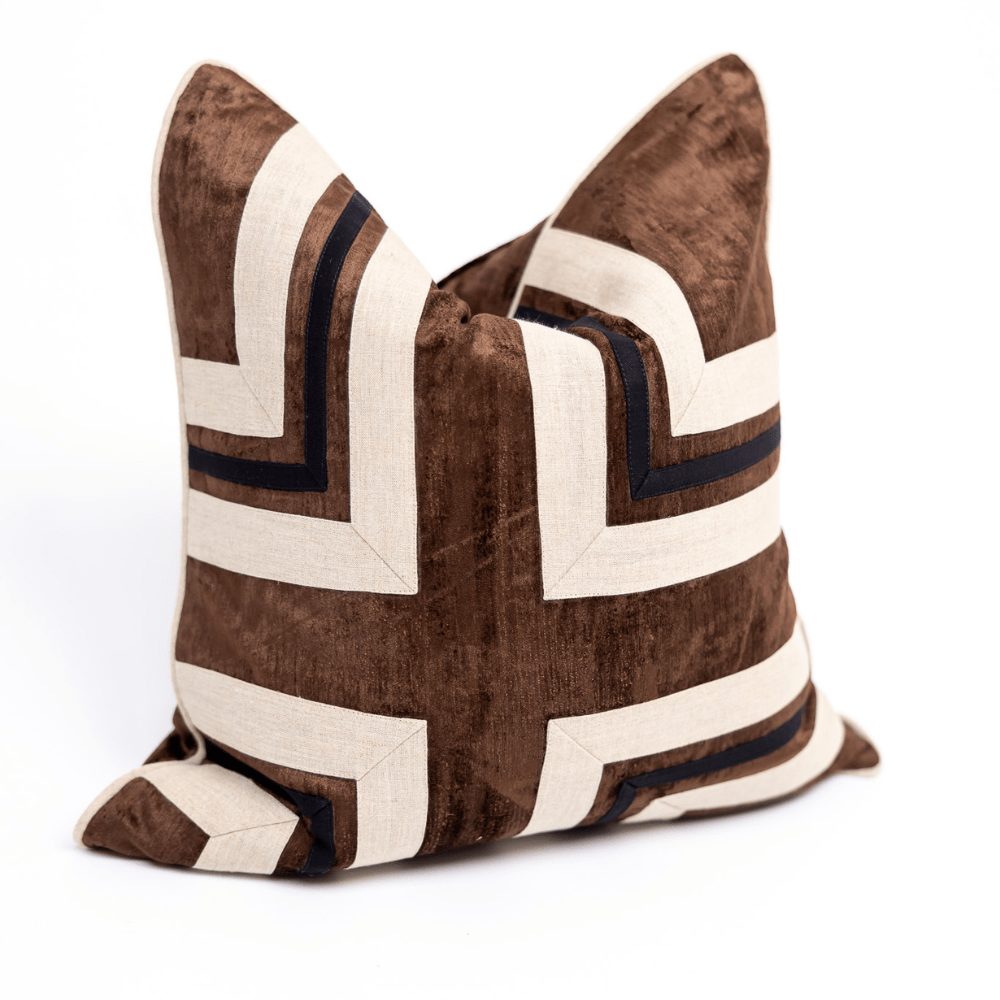 BHD HOME BHD Bespoke Linen Modern Regents Cross Chocolate Lounge Cushion 55 x 55cm