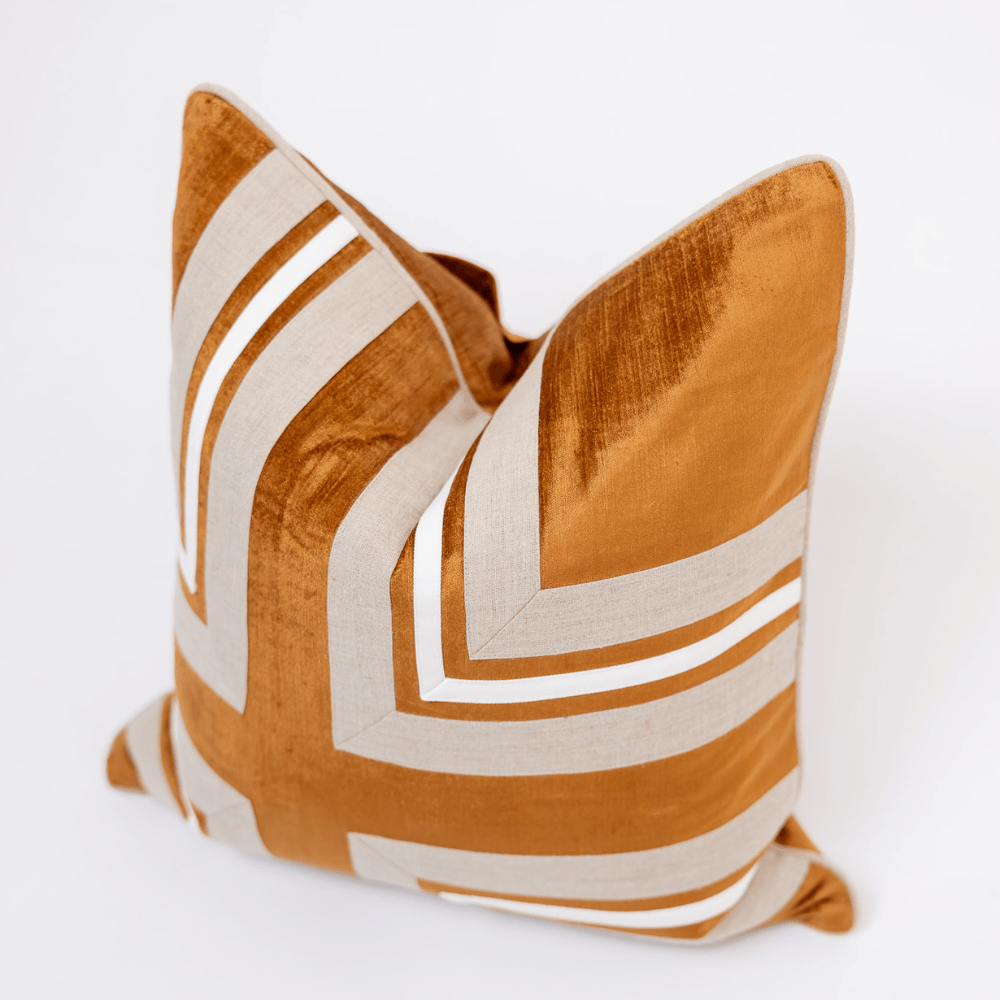 BHD HOME BHD Bespoke Linen Modern Regents Cross Toffee Lounge Cushion 55 x 55cm