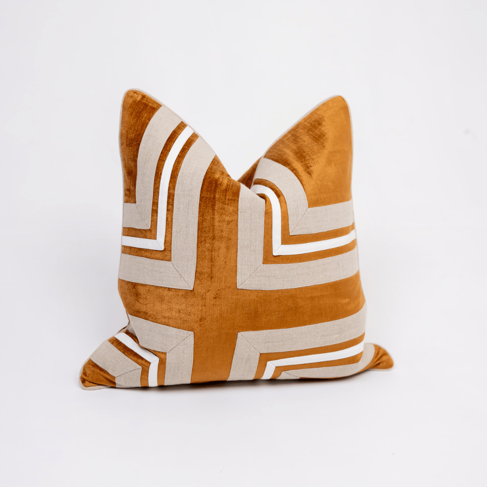 BHD HOME BHD Bespoke Linen Modern Regents Cross Toffee Lounge Cushion 55 x 55cm