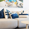 The Talle Navy Bespoke Handmade Linen Lumbar Cushion — in stock, ready to ship