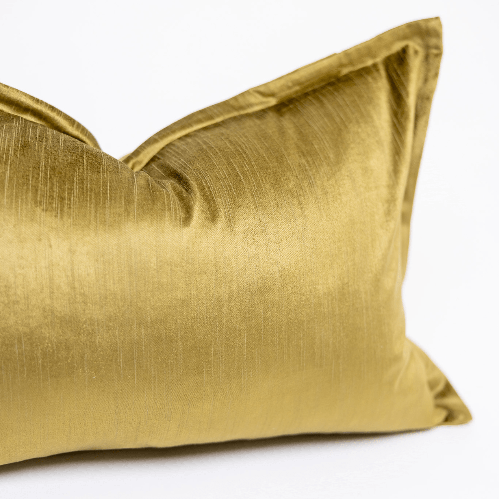 BHD HOME BHD Bespoke Velvet Flange Chartreuse Medium Lumbar Cushion 40 x 60cm