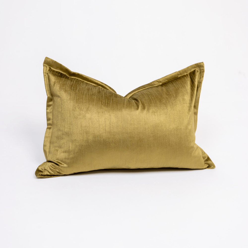 BHD HOME BHD Bespoke Velvet Flange Chartreuse Medium Lumbar Cushion 40 x 60cm