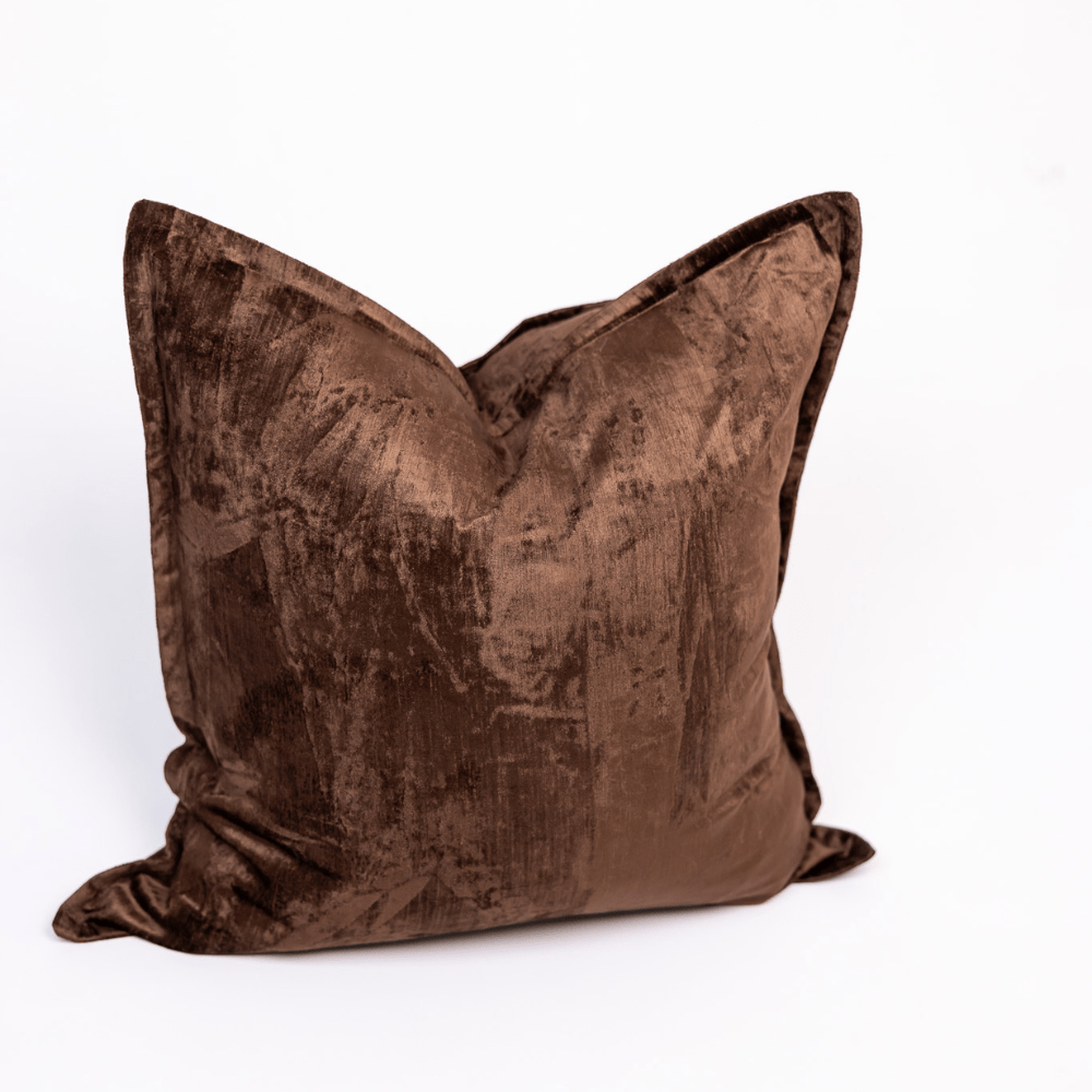 BHD HOME BHD Bespoke Velvet Flange Chocolate Large Lounge Cushion 60 x 60cm