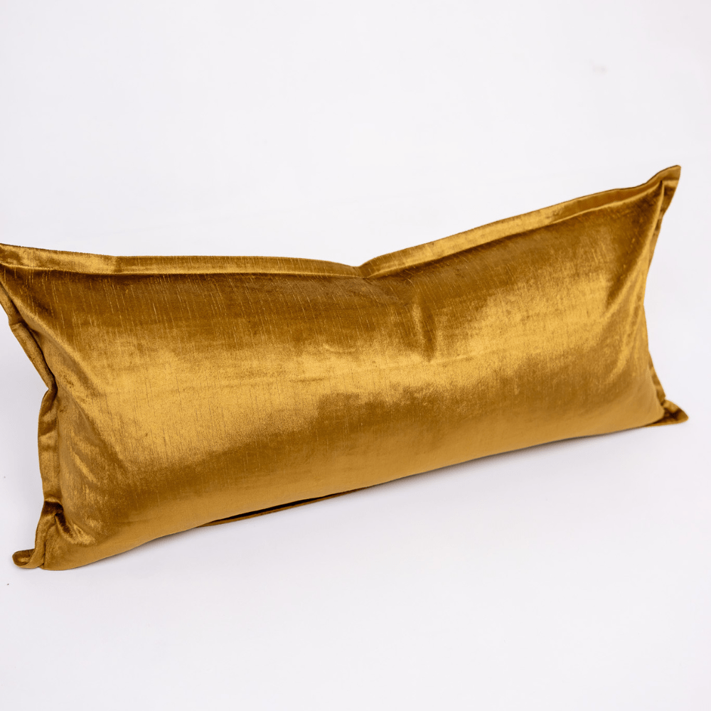 BHD HOME BHD Bespoke Velvet Flange Gold Long Lumbar Cushion 40 x 90cm