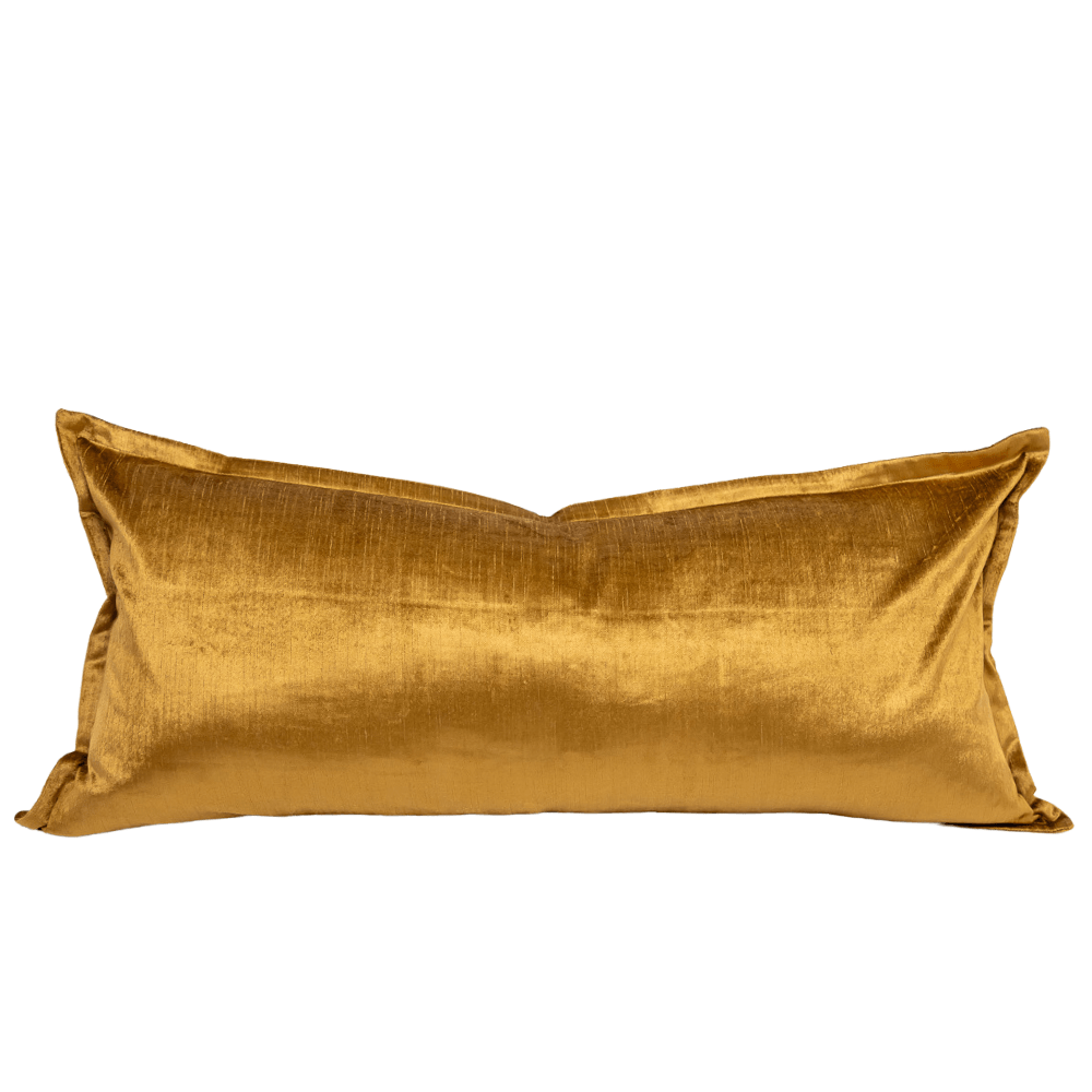 BHD HOME BHD Bespoke Velvet Flange Gold Long Lumbar Cushion 40 x 90cm
