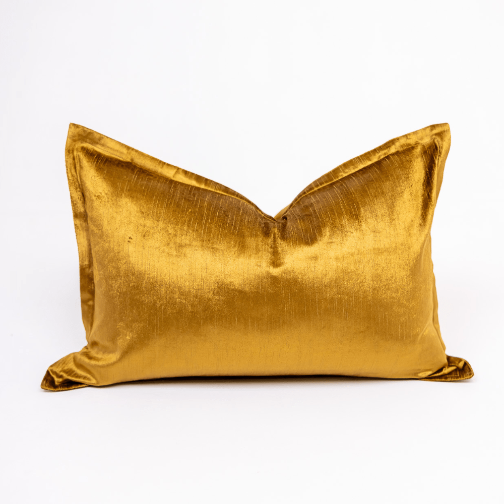 BHD HOME BHD Bespoke Velvet Flange Gold Medium Lumbar Cushion 40 x 60cm