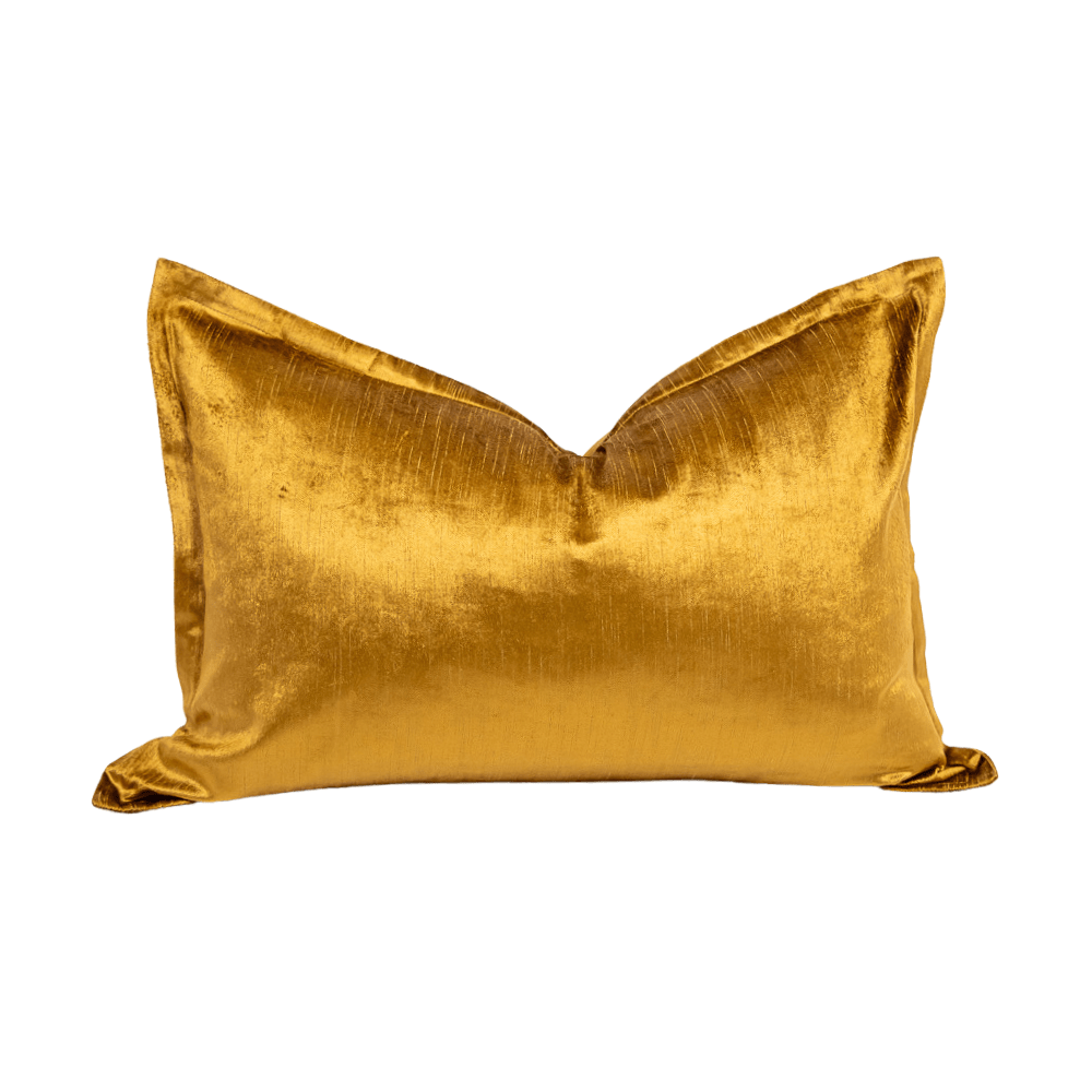 BHD HOME BHD Bespoke Velvet Flange Gold Medium Lumbar Cushion 40 x 60cm