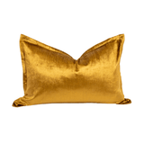 Velvet Flange Gold Bespoke Handmade Velvet Lumbar Cushion