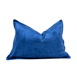 Velvet Flange Prussian Blue Bespoke Handmade Velvet Lumbar Cushion