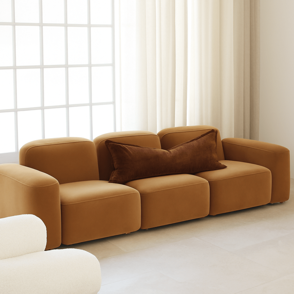 BHD HOME BHD Bespoke Velvet Flange Rich Chocolate Long Lumbar Cushion 40 x 90cm