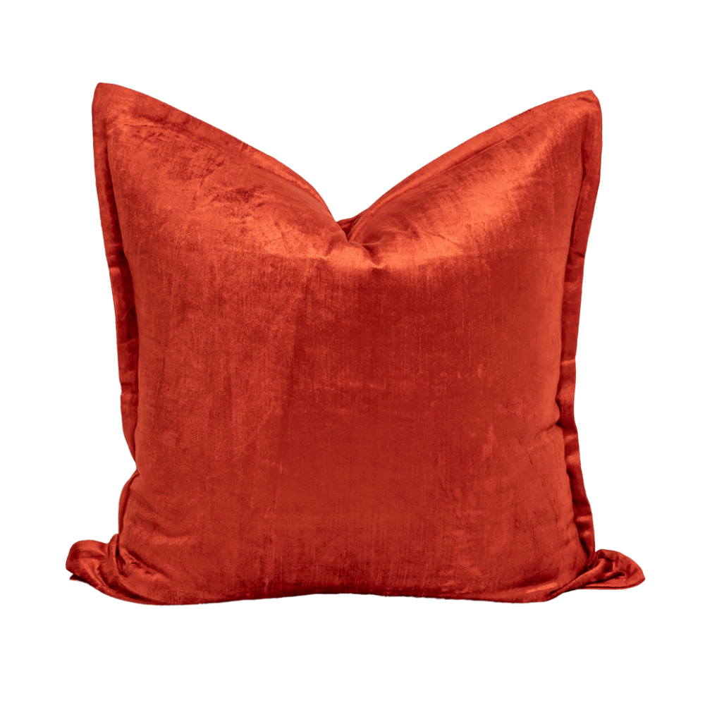 Velvet Burnt Red Pillows CLEARANCE) Isla Oxblood Red Crosshatch