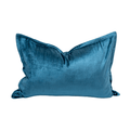 Velvet Flange Teal Bespoke Handmade Velvet Lumbar Cushion — made to order, up to 30 days