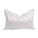 Velvet Flange White Bespoke Handmade Velvet Lumbar Cushion