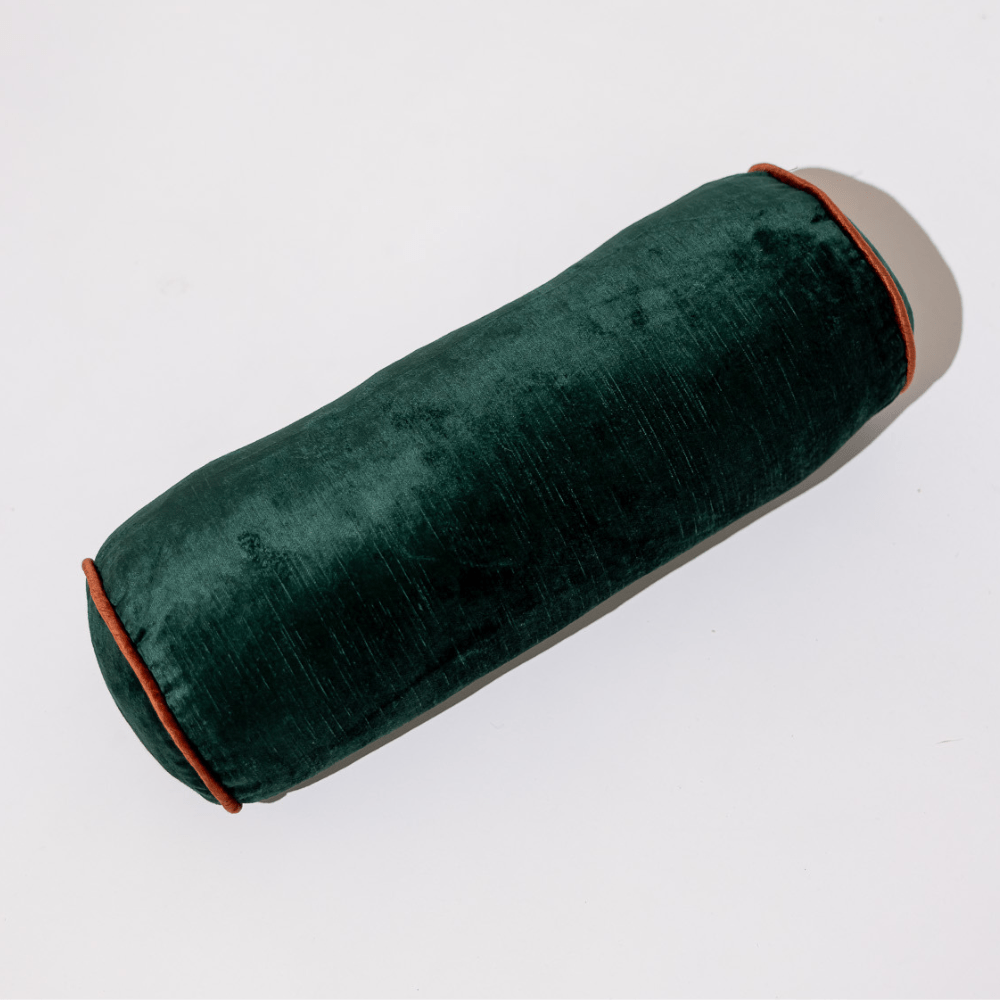 BHD HOME Bolster Cushion Emerald Green Velvet Long Bolster Cushion 50 x 17cm