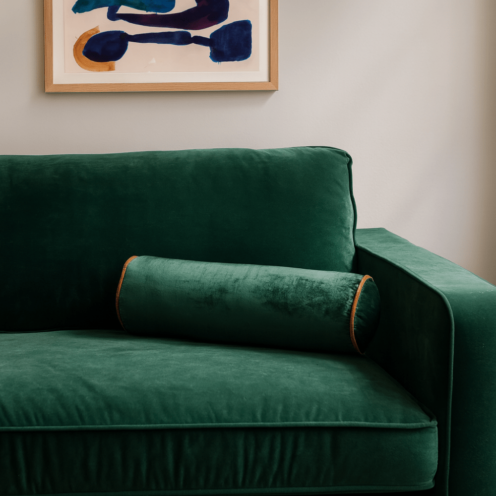 BHD HOME Bolster Cushion Emerald Green Velvet Long Bolster Cushion 50 x 17cm