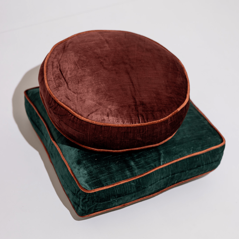 BHD HOME Bolster Cushion Raisin Velvet Bolster Cushion 45 x 45cm Round