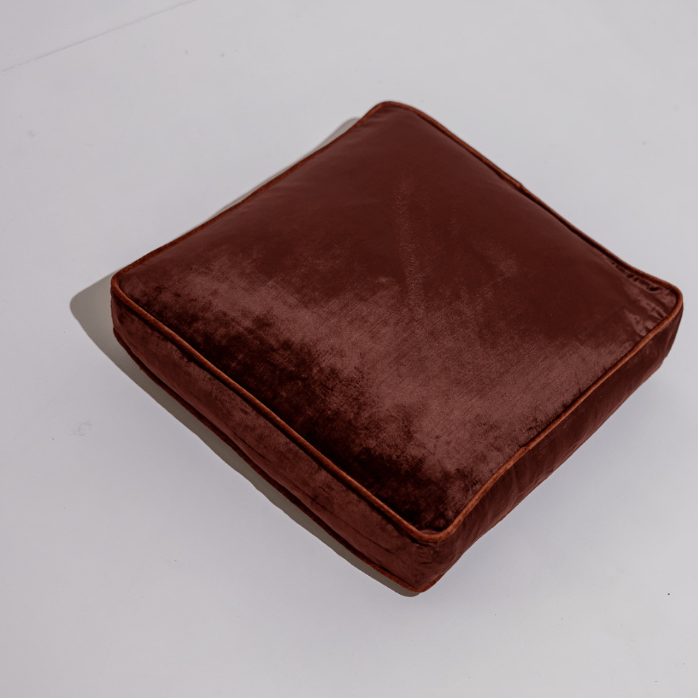 BHD HOME Box Cushion Raisin Velvet Box Cushion 50 x 50 x 10cm