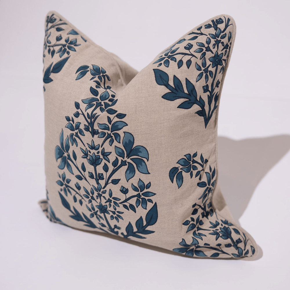 BHD HOME Coastal Devon Devon Inner Paisley Print Blue Lounge Cushion 55 x 55cm