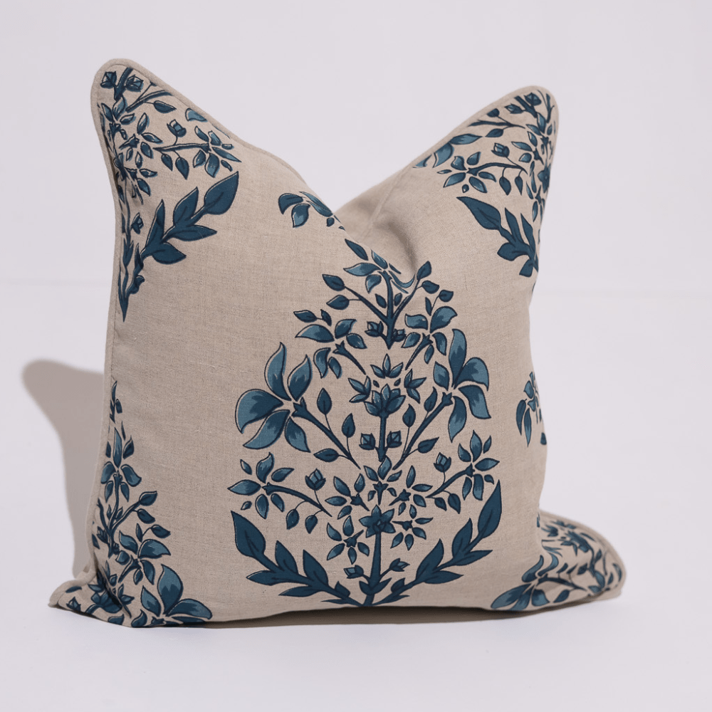 BHD HOME Coastal Devon Devon Inner Paisley Print Blue Lounge Cushion 55 x 55cm