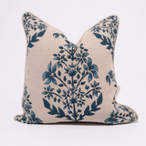 Devon Inner Paisley Print Blue Hand Screen Print Cotton Cushion Cover