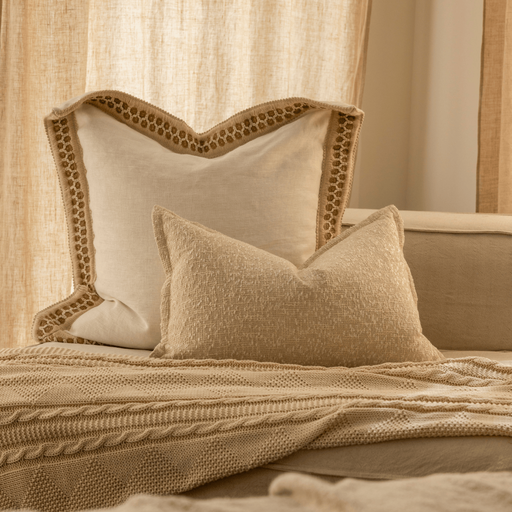 BHD HOME Coastal Devon White Haven Braid Euro Cushion 65 x 65cm