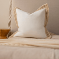 White Haven Braid White Handmade Linen Euro Cushion — made to order, 14–30 days