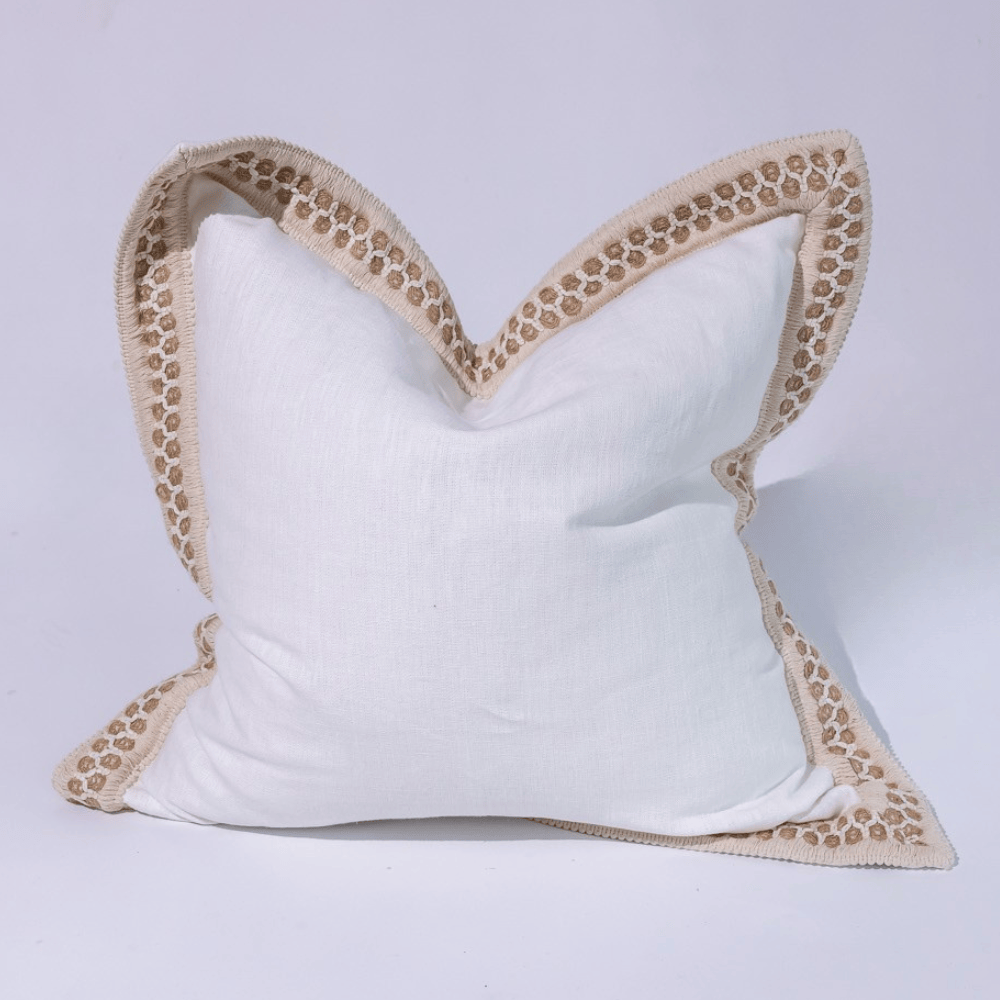 BHD HOME Coastal Devon White Haven Braid Euro Cushion 65 x 65cm