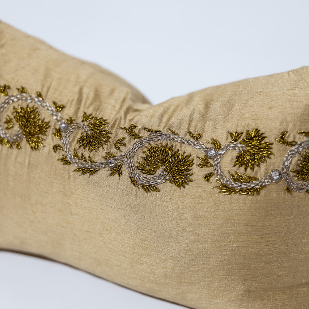 BHD HOME Cover only Sage Embroidery Small Lumbar Cushion 30 x 46cm
