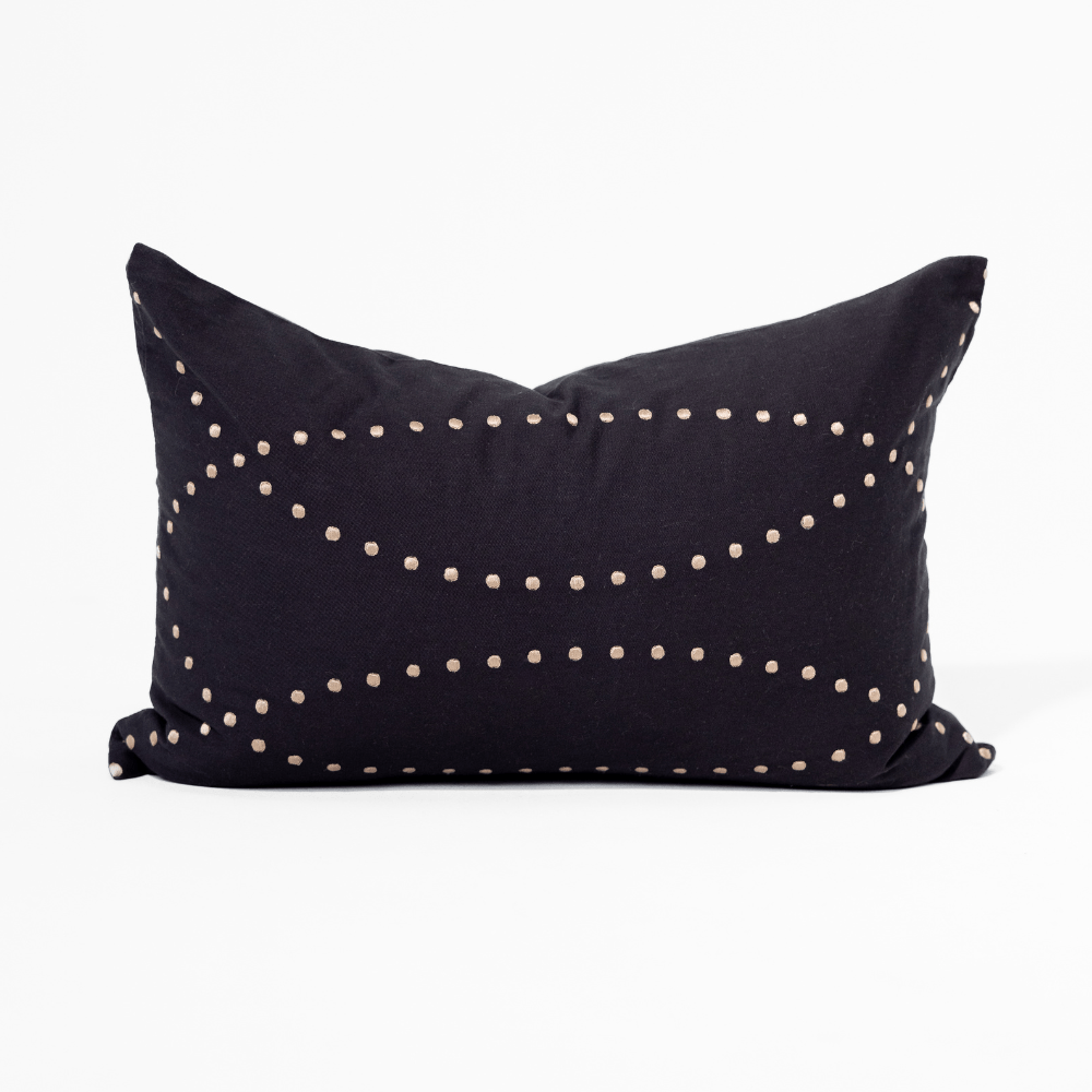 BHD HOME Dot Domes Black Medium Lumbar Cushion 40 x 60cm