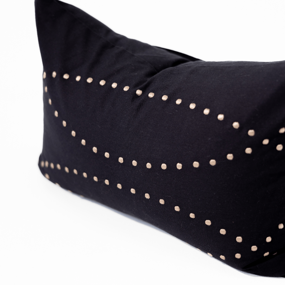 BHD HOME Dot Domes Black Medium Lumbar Cushion 40 x 60cm