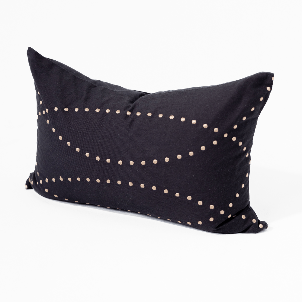 BHD HOME Dot Domes Black Medium Lumbar Cushion 40 x 60cm