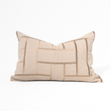 Embroidery Lattice Natural Handmade Embroidered Linen Lumbar Cushion