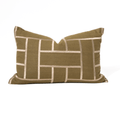 Embroidery Lattice Olive Handmade Embroidered Linen Lumbar Cushion