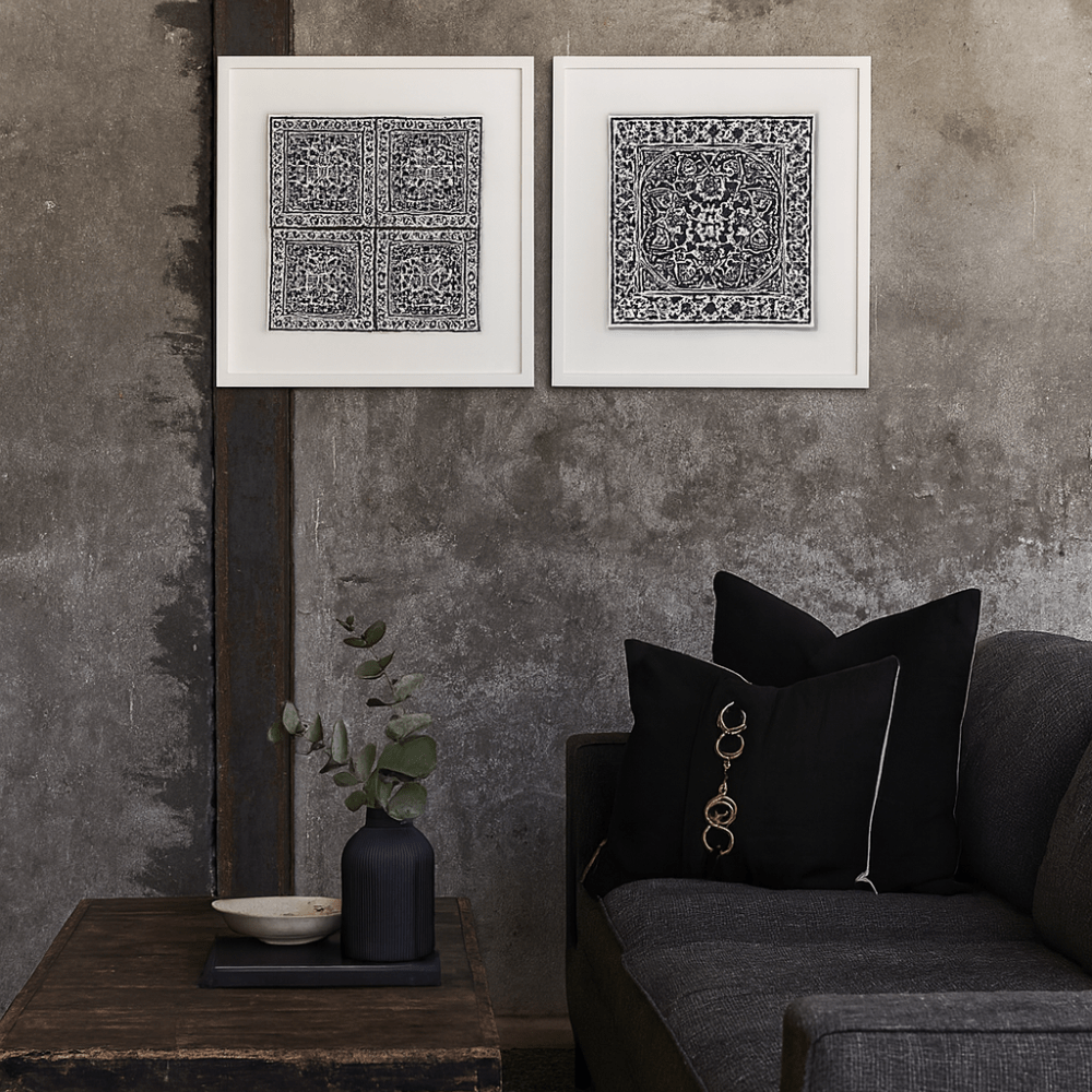 BHD HOME End of Line Kilim Repeat Black Artwork 52 x 52cm
