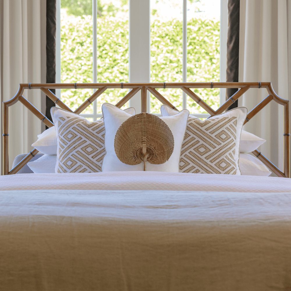 BHD HOME End of Line Natural Raffia Fan White & White Lounge Cushion 55 x 55cm