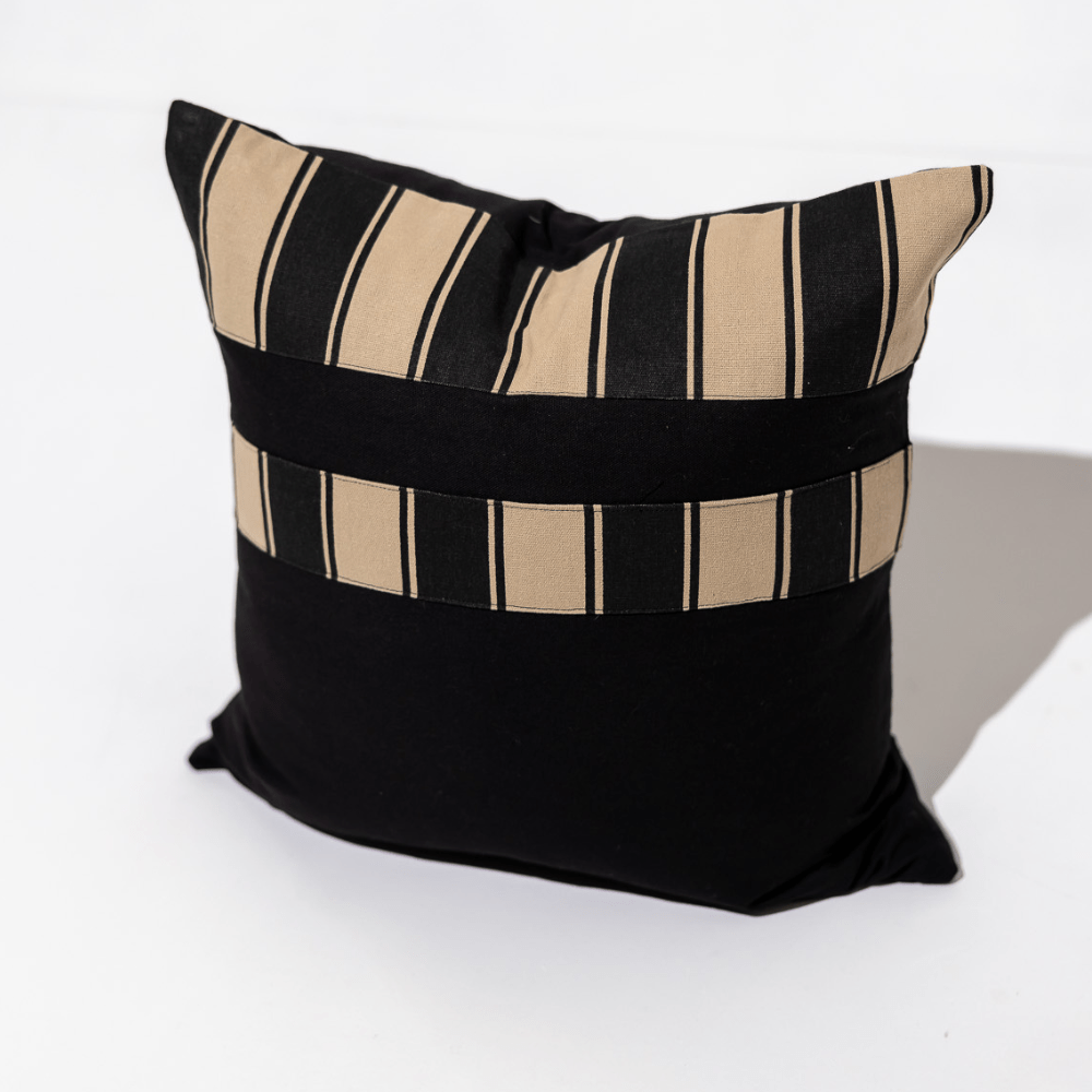 BHD HOME End of Line Ticking Stripe Rye Natural and Black Lounge Cushion 55 x 55cm