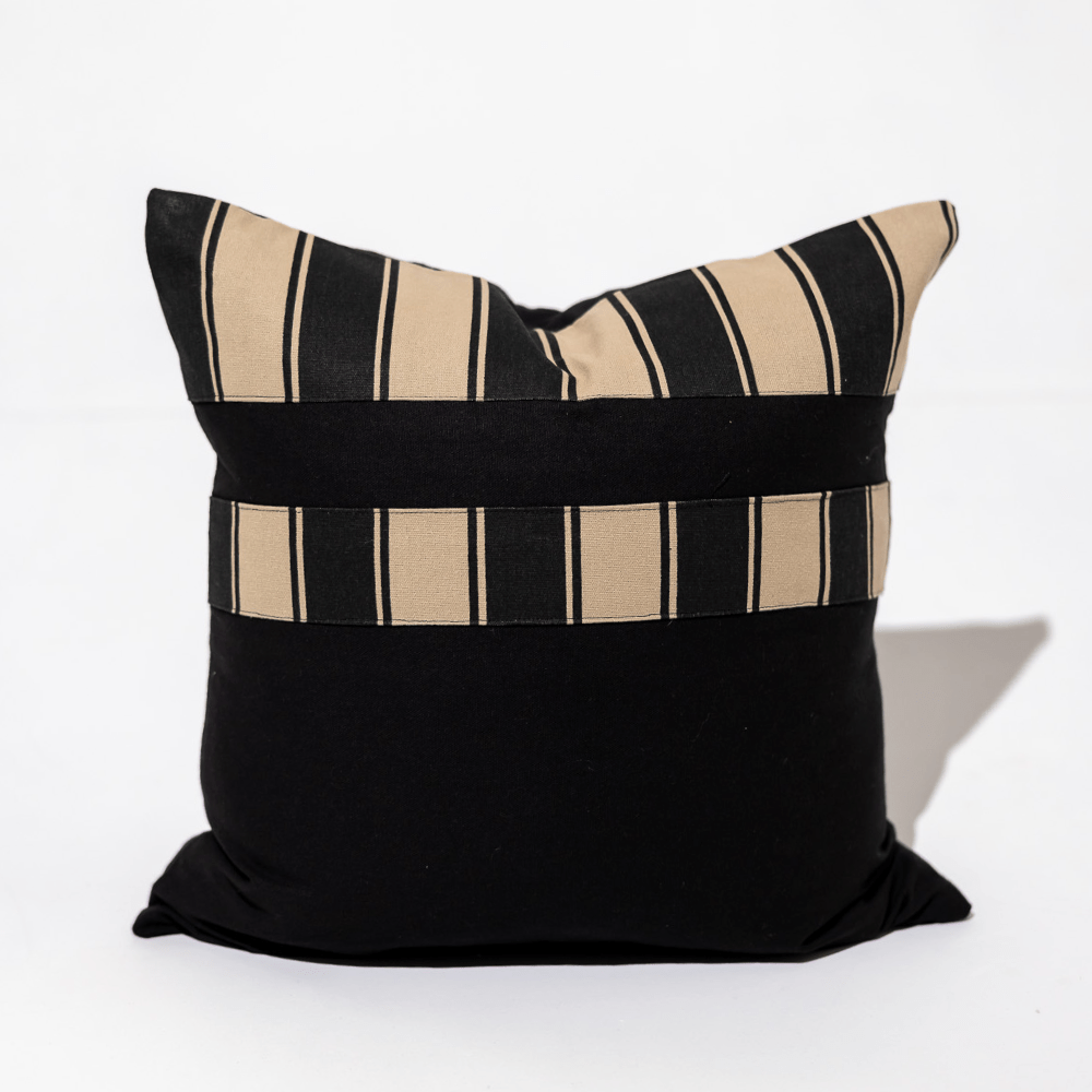 BHD HOME End of Line Ticking Stripe Rye Natural and Black Lounge Cushion 55 x 55cm