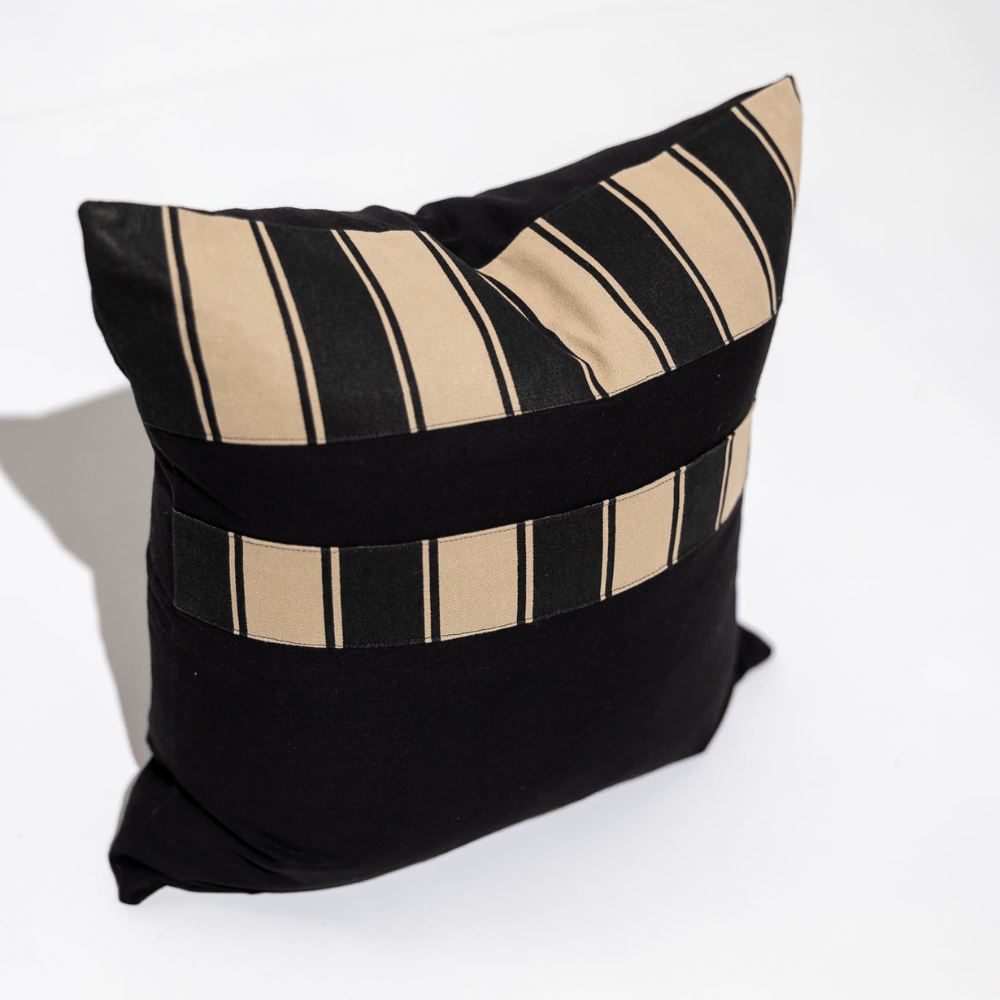 BHD HOME End of Line Ticking Stripe Rye Natural and Black Lounge Cushion 55 x 55cm