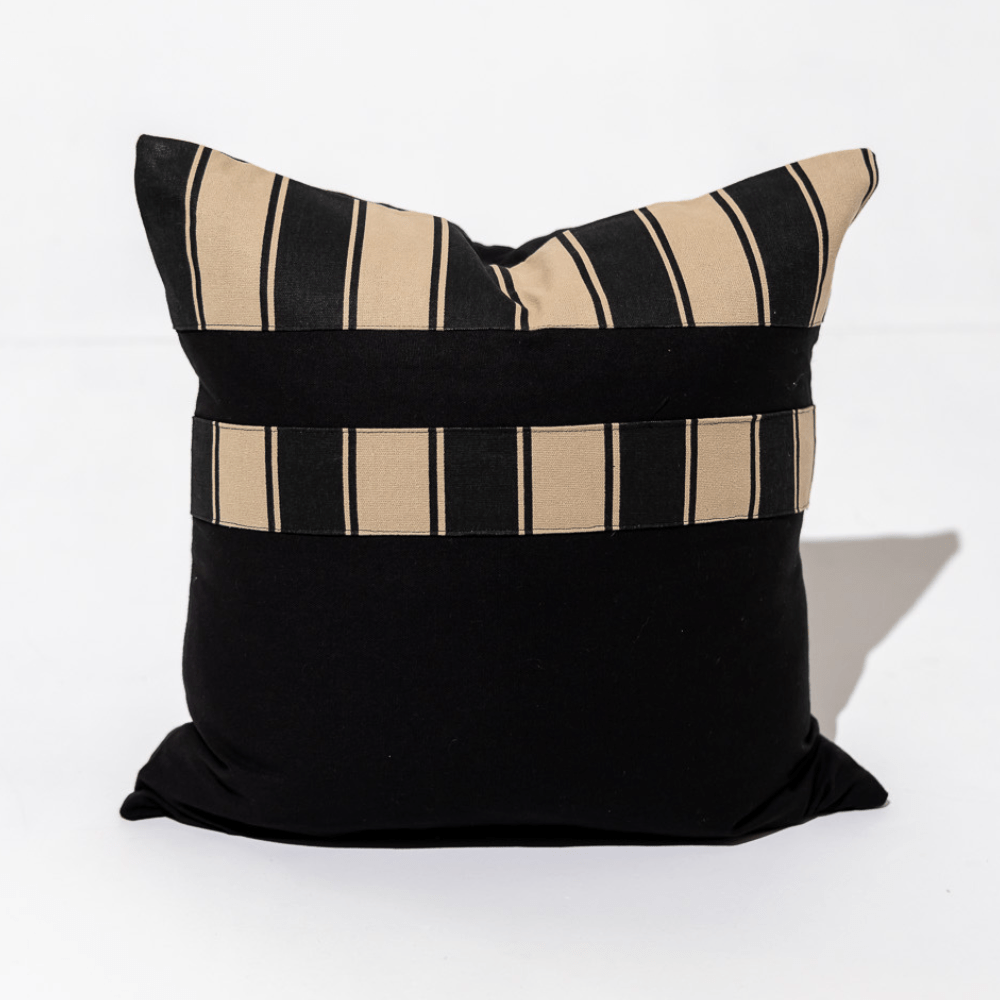 BHD HOME End of Line Ticking Stripe Rye Natural and Black Lounge Cushion 55 x 55cm