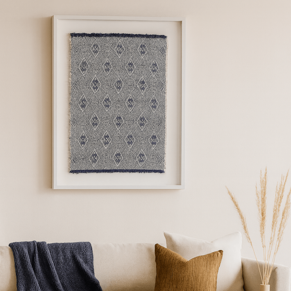 BHD HOME End of Line White Shoowa Navy Artwork 95 x 125cm