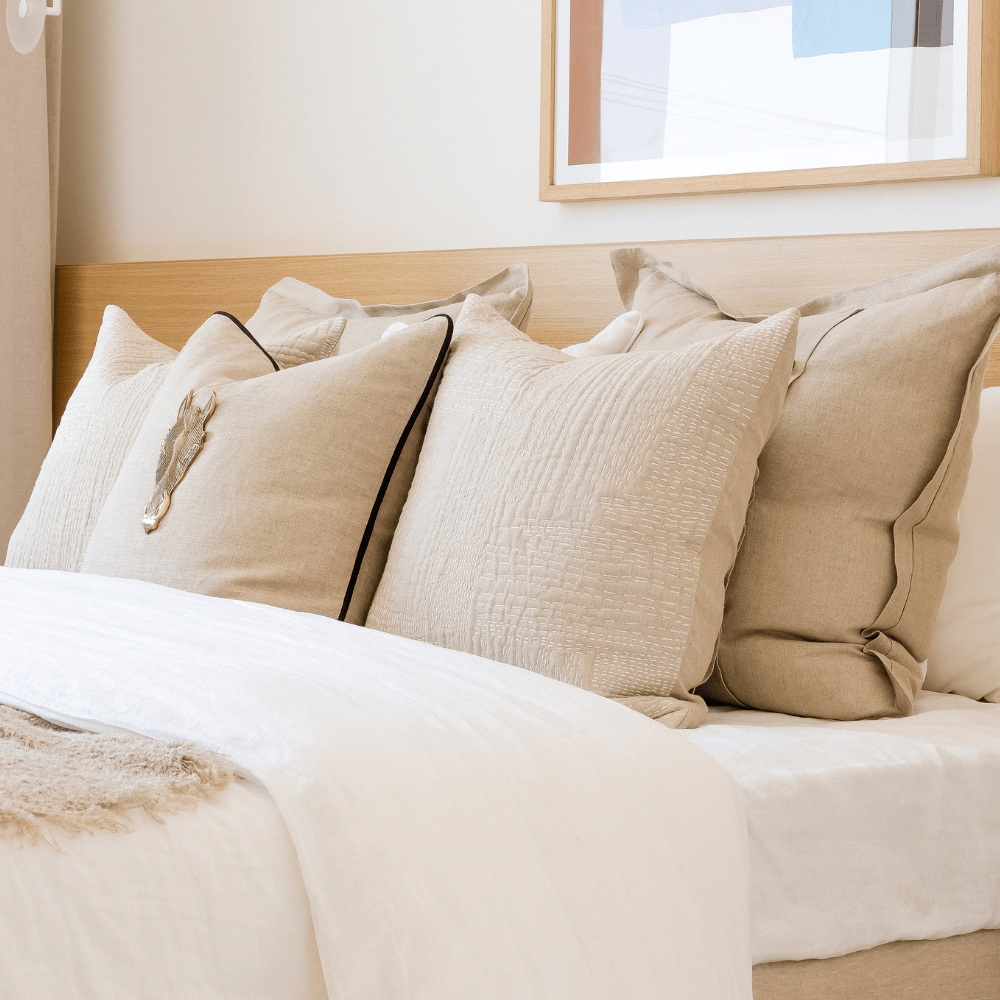 BHD HOME Euro Cushion Linen Flange Natural Handwoven Euro Cushion Cover