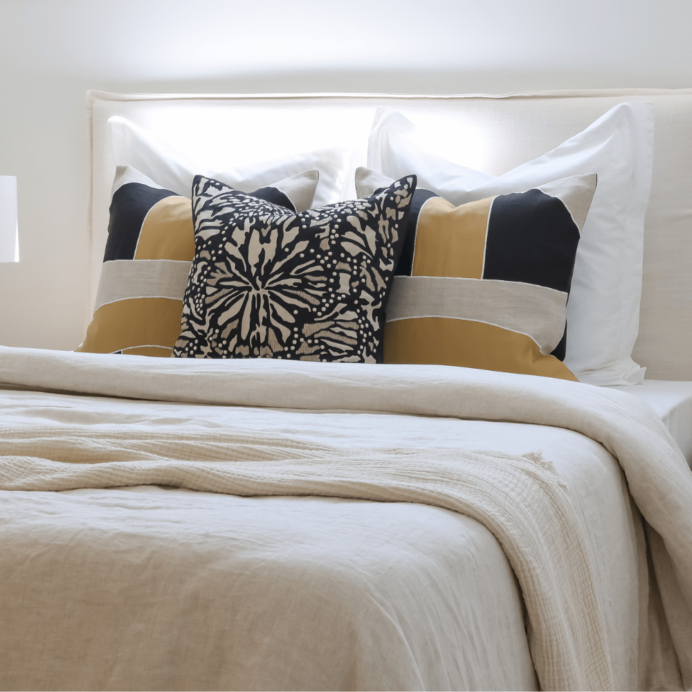 BHD HOME Euro Cushion Linen Flange White Heavyweight Handwoven Euro Cushion Cover
