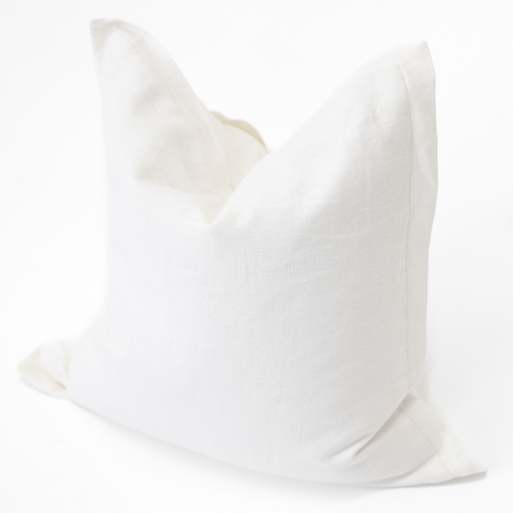 BHD HOME Euro Cushion Linen Flange White Heavyweight Handwoven Euro Cushion Cover