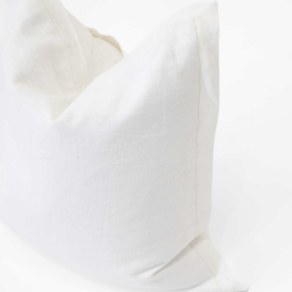 BHD HOME Euro Cushion Linen Flange White Heavyweight Handwoven Euro Cushion Cover