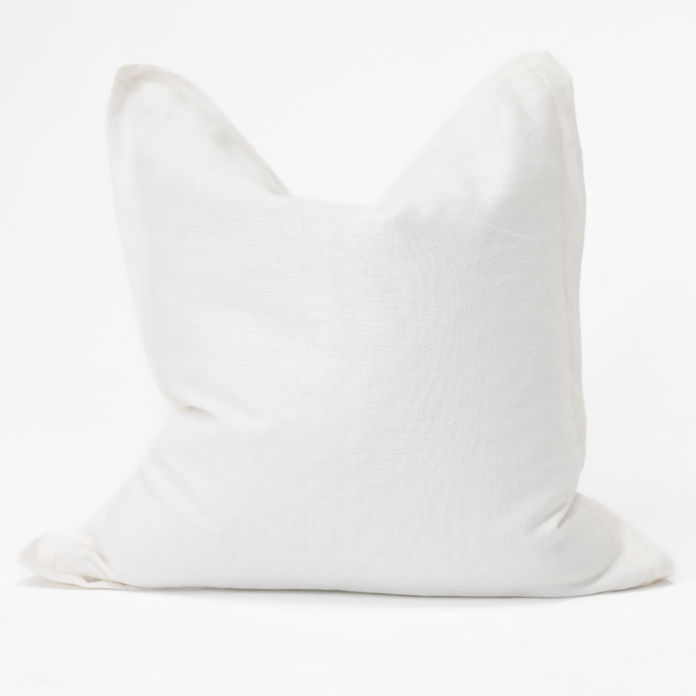 BHD HOME Euro Cushion Linen Flange White Heavyweight Handwoven Euro Cushion Cover